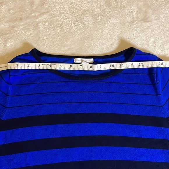New York & Co Blue Gradient Striped Sweater with Zipper Side size Large - Picture 6 of 10